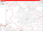 Hacienda Heights  Wall Map Red Line Style